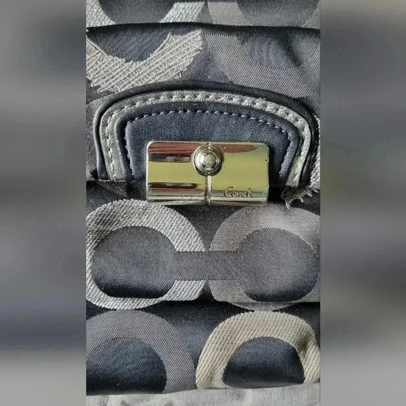 COACH embroidered OP Art Hobo Coach bag, silvers grays, black - Picture 4 of 7